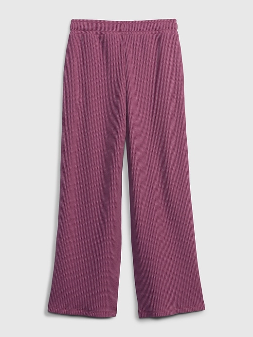 2 of 8 showing, with the color light pink of product Kids Waffle Wide Leg Pants