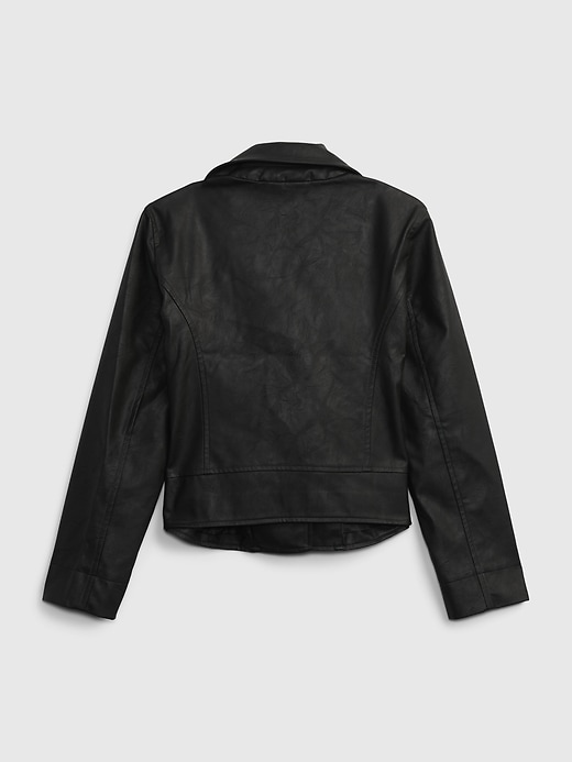 2 of 8 showing, with the color black of product Kids Faux-Leather Moto Jacket