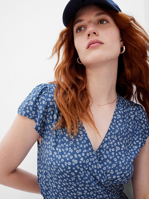 gap blue wrap dress Gap Womens Size Medium Floral Mini Wrap Dress NWT
