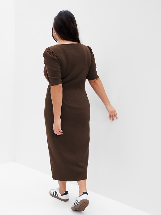 Image number 5 showing, Puff Sleeve Sweetheart Midi Dress