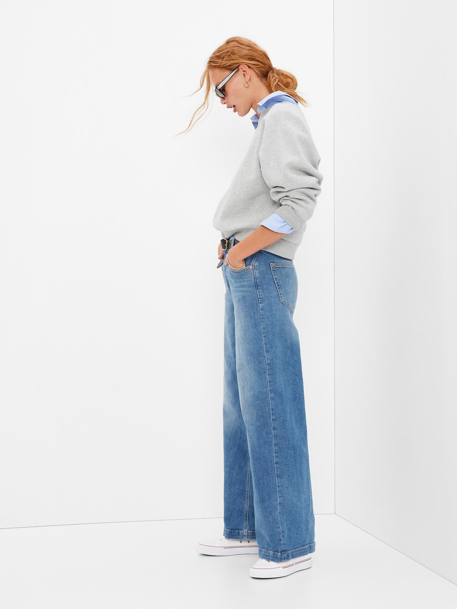 High Rise Stride Wide-Leg Jeans