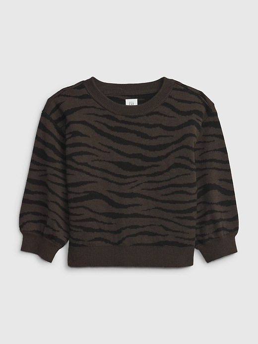 1 of 8 showing, with the color zebra deep chocolate brown of product Toddler Printed Sweater