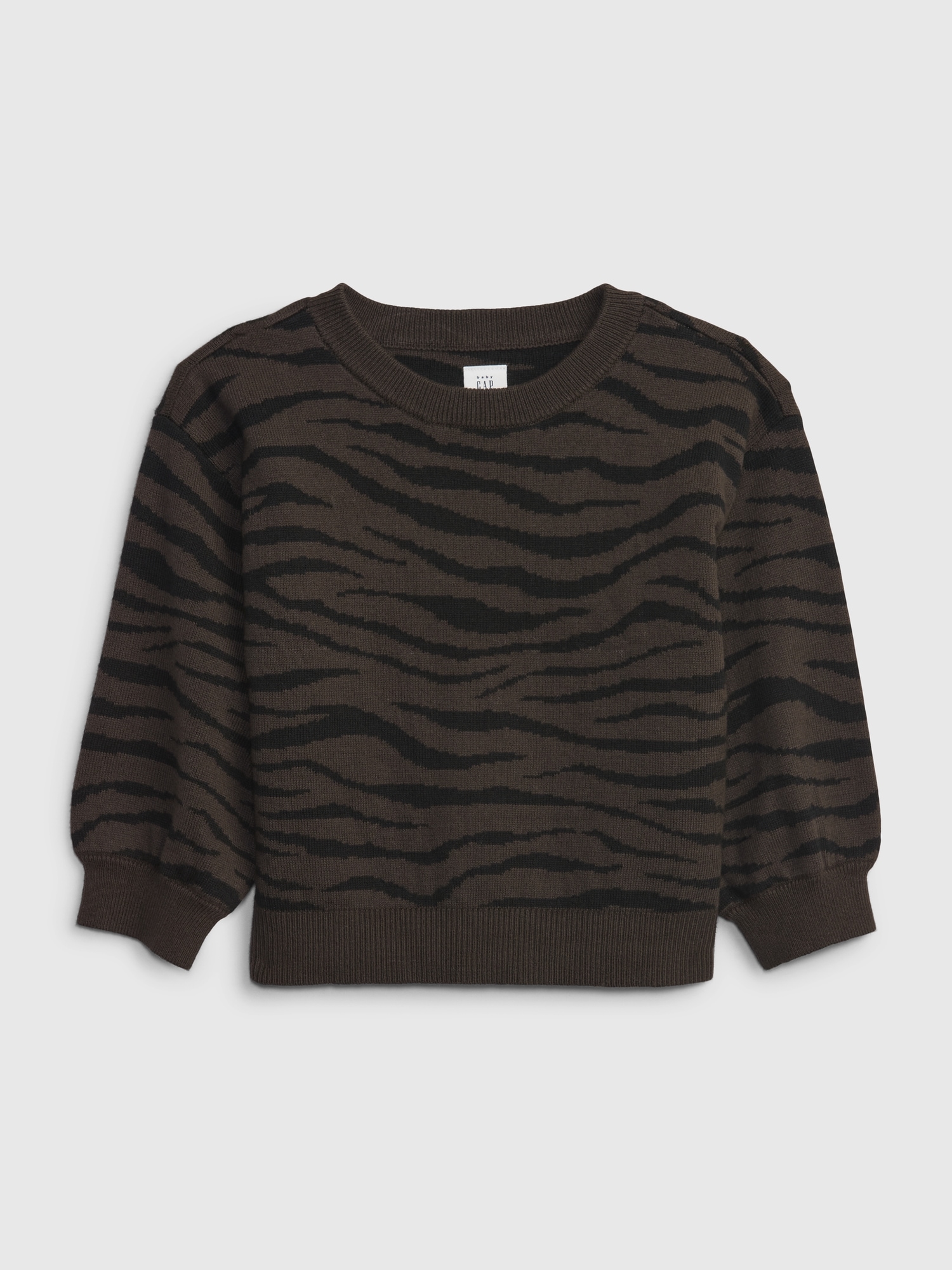Gap Babies' Toddler Printed Sweater In Zebra Deep Chocolate Brown