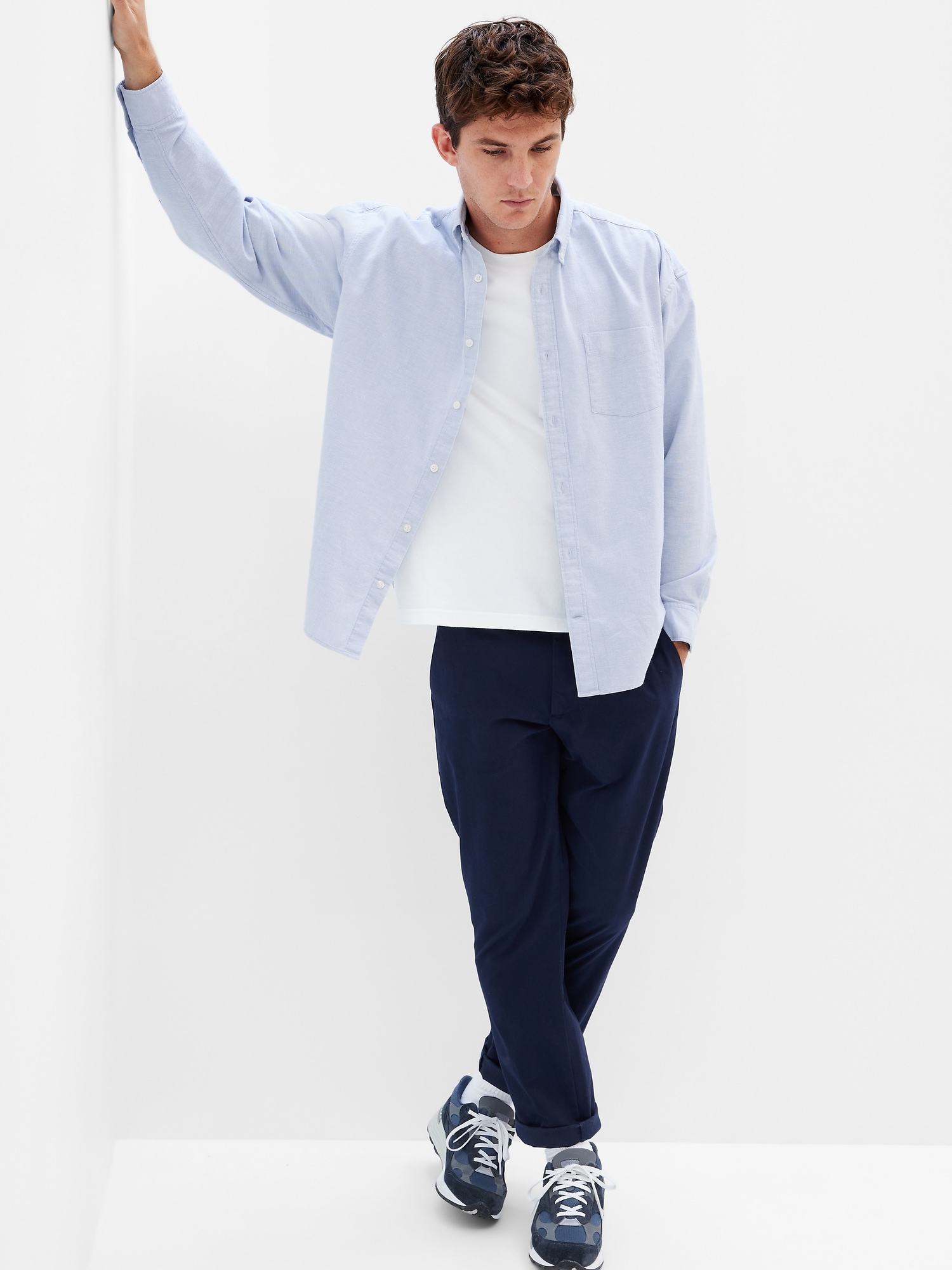 Gap Oversized Oxford Shirt with In-Conversion Cotton blue. 1
