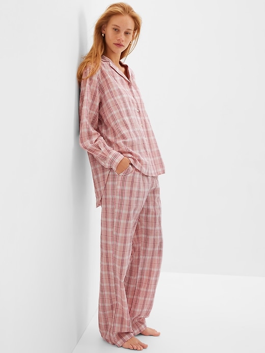 1 of 8 showing, with the color pink plaid of product Plaid PJ Pants