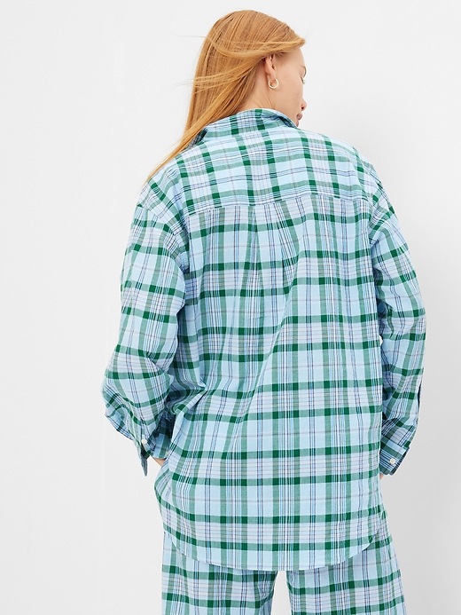 2 of 8 showing, with the color blue plaid of product Plaid PJ Shirt
