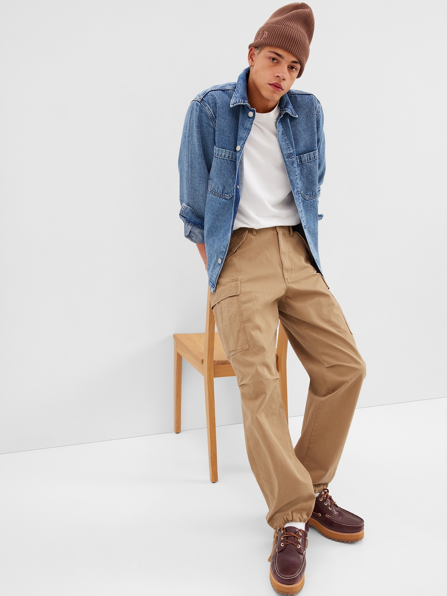 Gap Relaxed Utility Cargo Pants In Flex With Washwell In Mission Tan