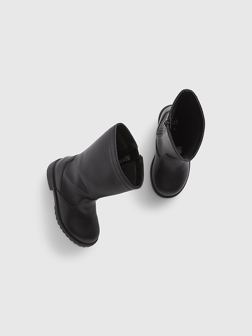 1 of 8 showing, with the color true black of product Toddler Tall Leatherette Boots