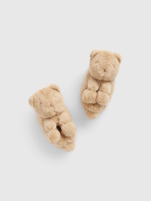 View large product image 1 of 1. Toddler Cozy Bear Slippers