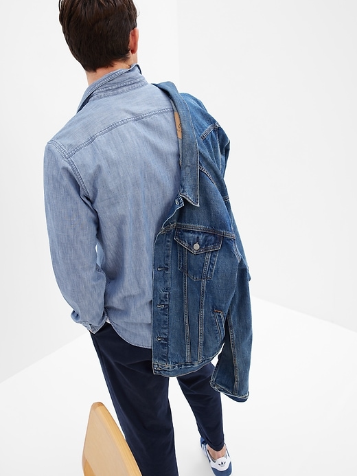 2 of 8 showing, with the color BLUE CHAMBRAY of product Chambray Shirt
