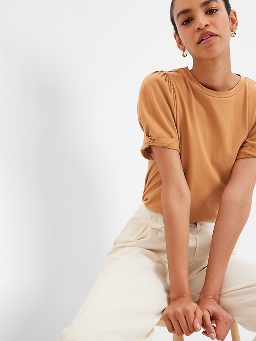 1 of 8 showing, with the color holiday brown of product Puff Sleeve T-Shirt