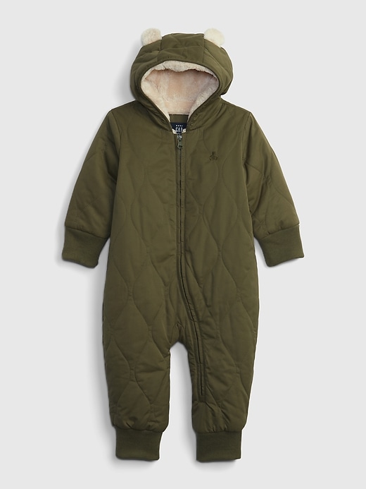 1 of 8 showing, with the color army jacket green of product Baby Sherpa-Line One-Piece