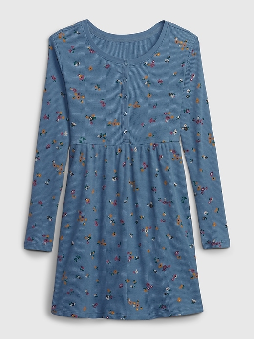 1 of 8 showing, with the color blue floral of product Kids Waffle Skater Dress