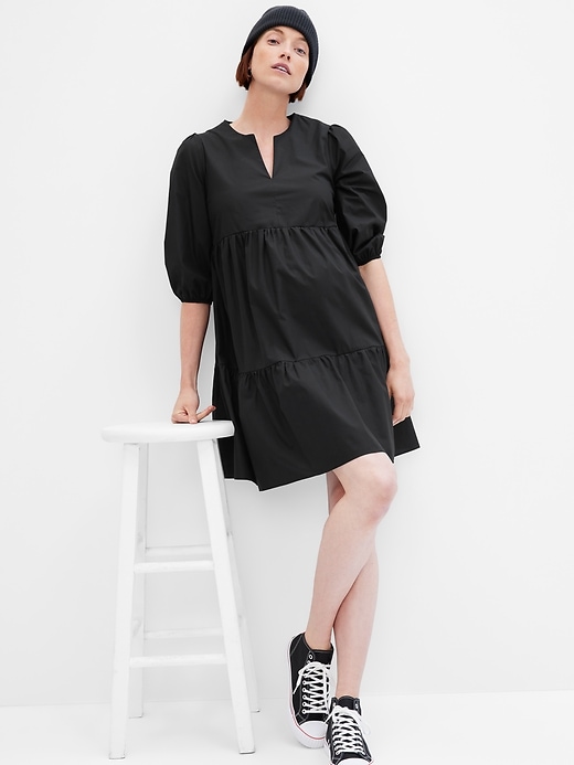 Image number 5 showing, Maternity Puff Sleeve Tiered Dress