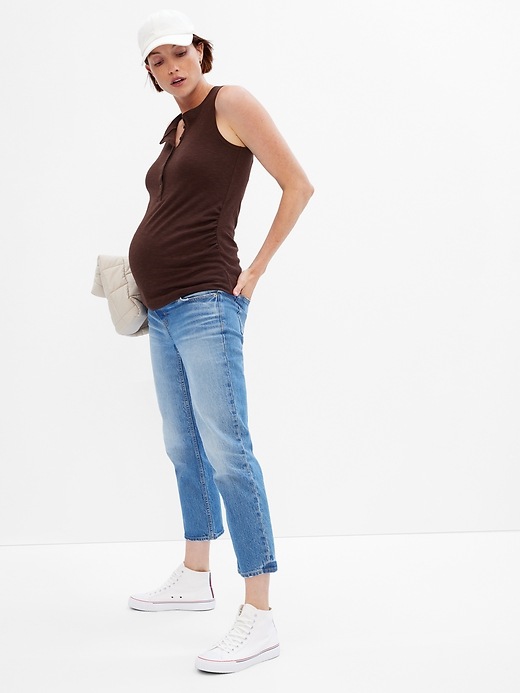 View large product image 1 of 1. Maternity Rib Henley Tank Top