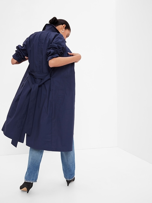 2 of 8 showing, with the color navy blue of product Oversized Mac Coat