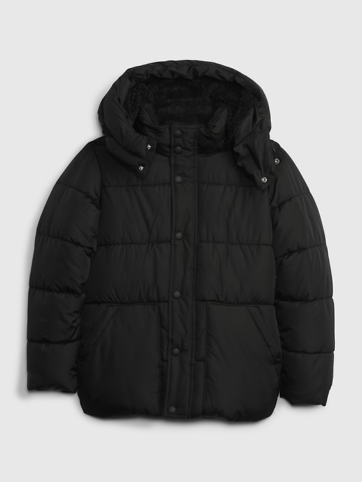 1 of 8 showing, with the color true black of product Kids Sherpa-Lined Puffer Jacket