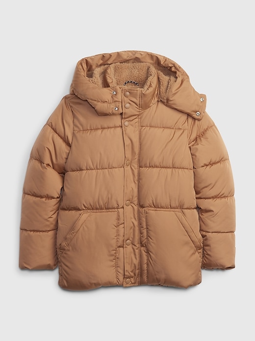 1 of 8 showing, with the color brown of product Kids Sherpa-Lined Puffer Jacket