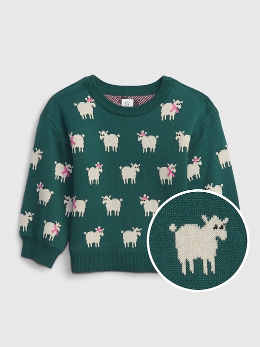 1 of 8 showing, with the color sheeps green of product Toddler Printed Sweater