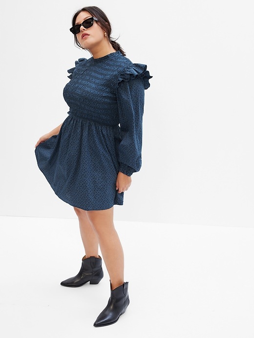 Image number 8 showing, Smocked Ruffle Sleeve Mini Dress