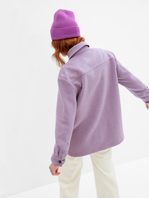 2 of 8 showing, with the color amethyst purple of product Recycled Wool Shirt Jacket