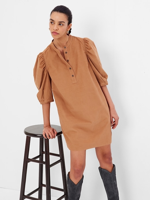 Image number 6 showing, Puff Sleeve Corduroy Mini Dress