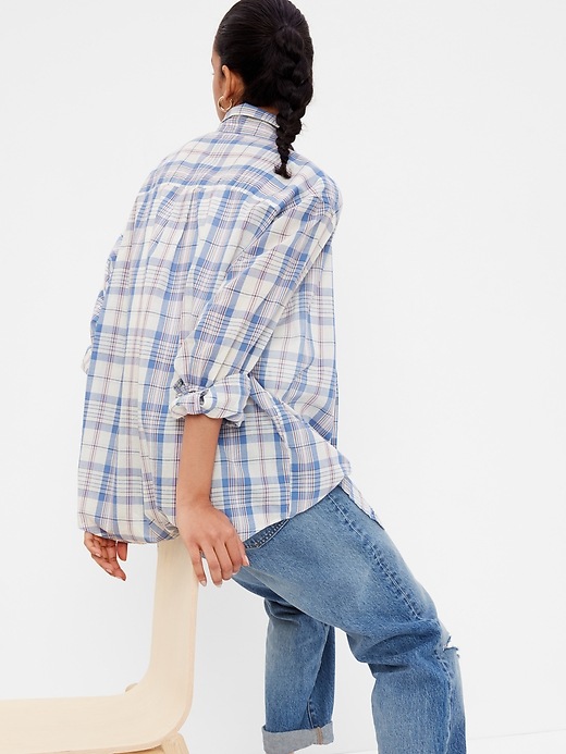 2 of 8 showing, with the color blue plaid of product Plaid Big Shirt