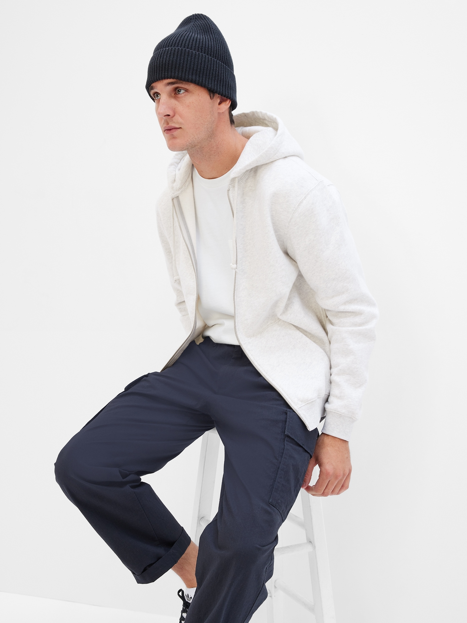 gap.com | Vintage Soft Full-Zip Hoodie - White Heather