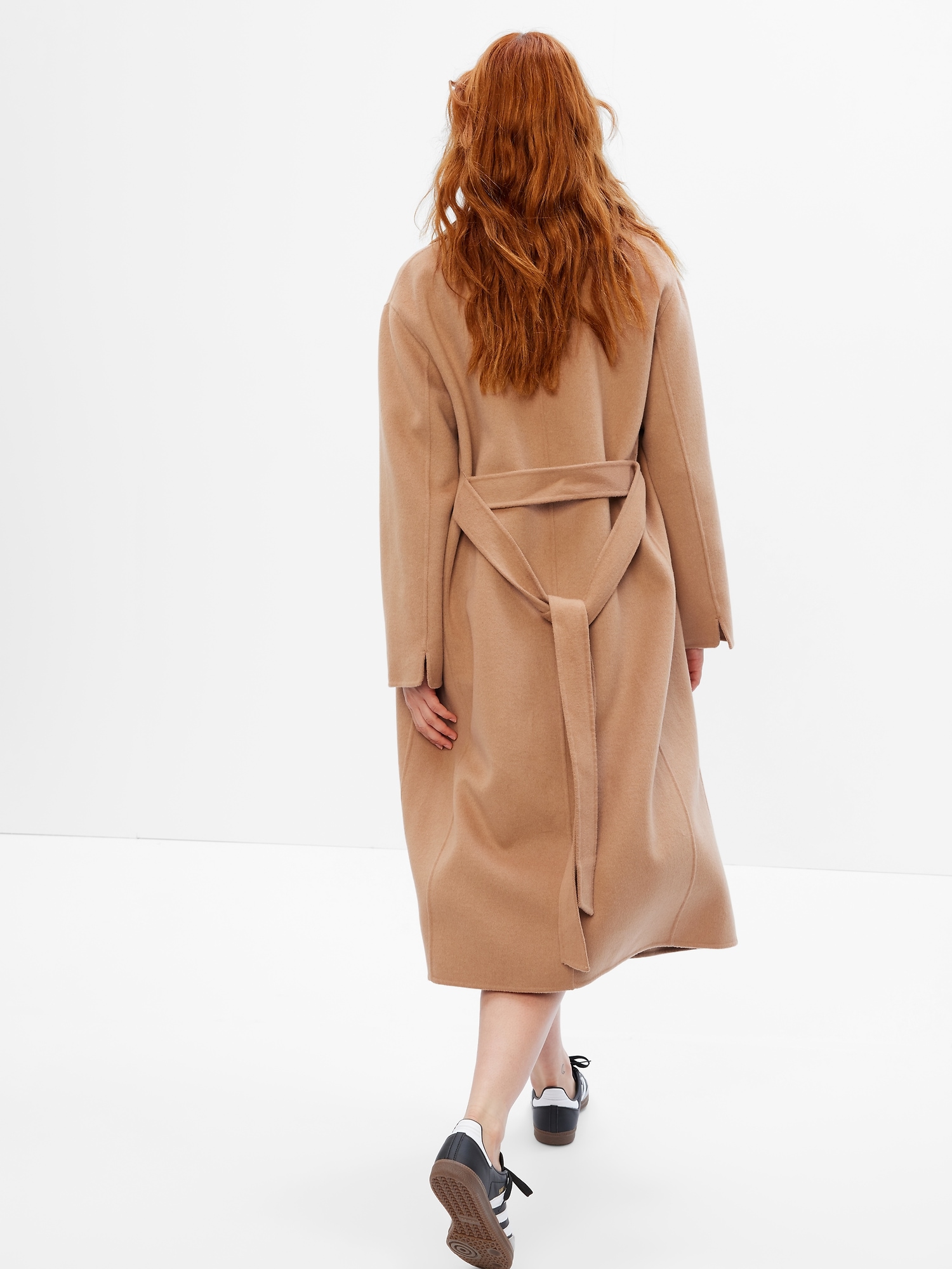 Recycled Double-Faced Wool Wrap Coat