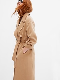 Recycled Double-Face Wool Wrap Coat