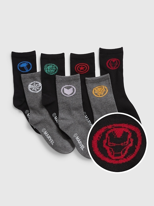 1 of 8 showing, with the color multi of product GapKids &#124 Marvel Crew Socks (7-Pack)