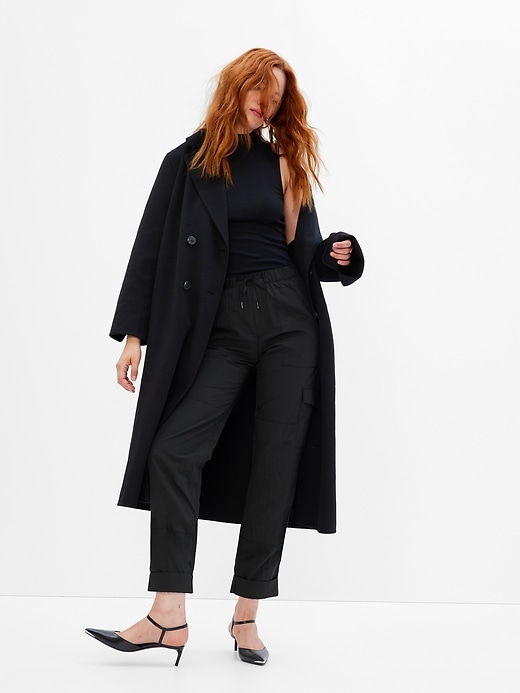 1 of 8 showing, with the color black of product Nylon Pull-On Cargo Pants