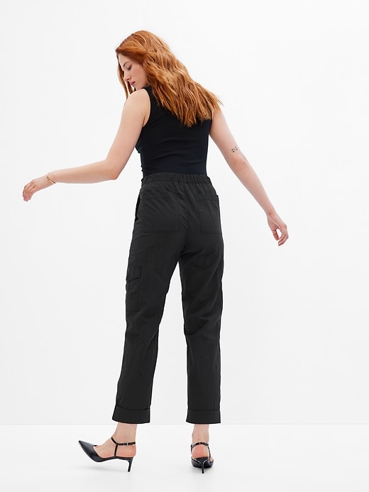 2 of 8 showing, with the color black of product Nylon Pull-On Cargo Pants