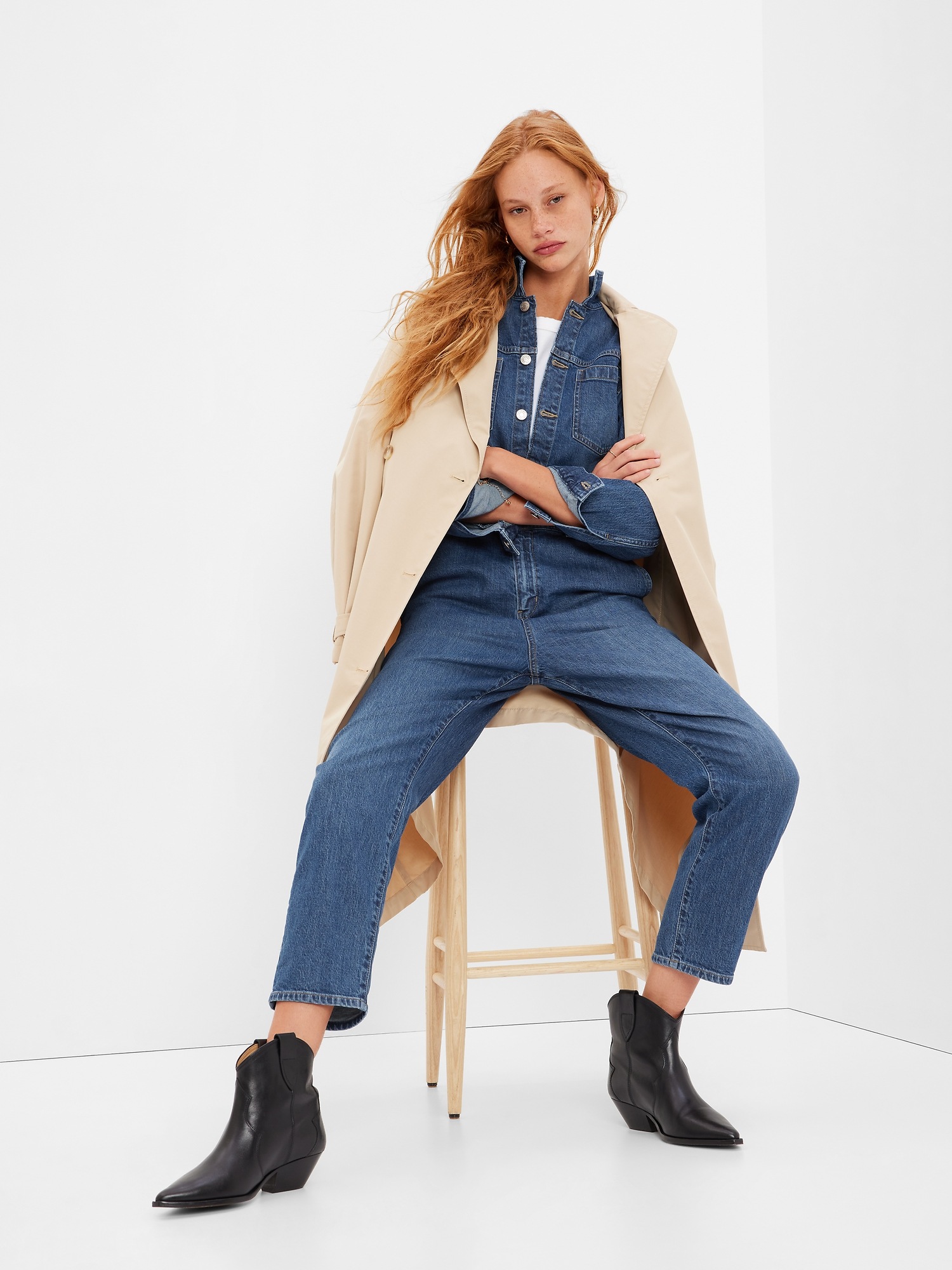 Женский джинсовый комбинезон Gap Washwell