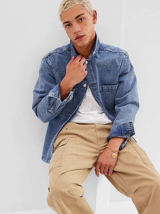 Oversized Lined Denim Hoodie | Gap