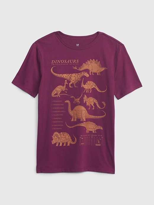 1 of 8 showing, with the color purple of product Kids 100% Organic Cotton Graphic T-Shirt