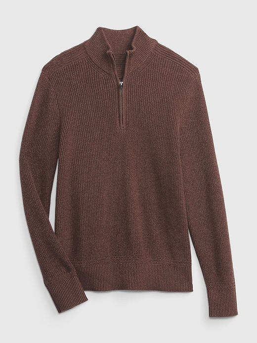 Image number 4 showing, Half-Zip Rib Mockneck Sweater