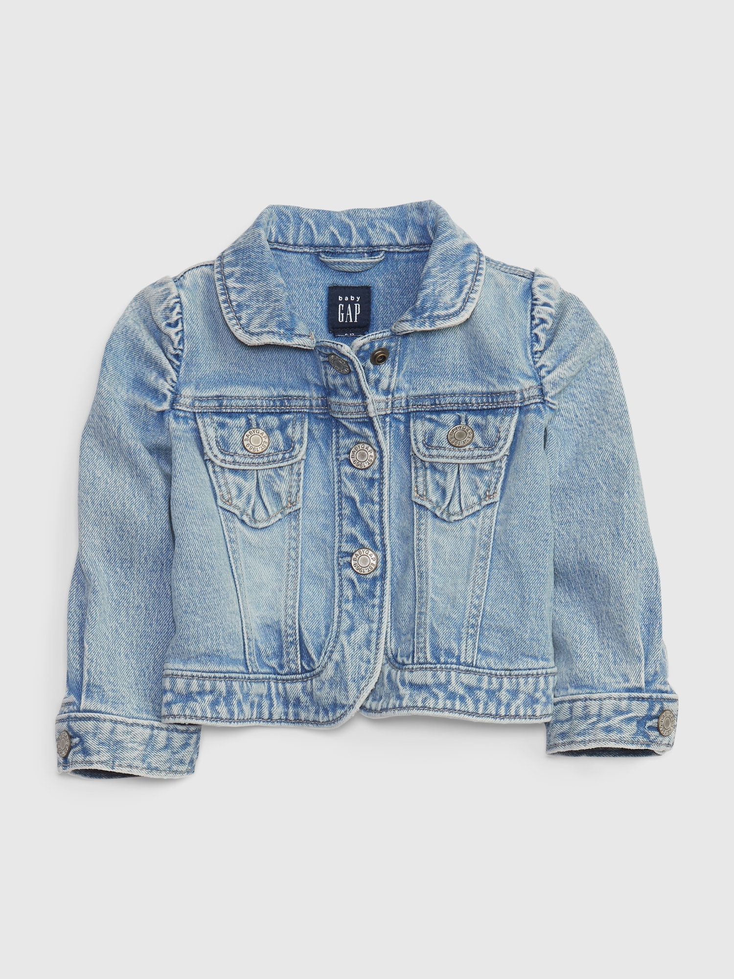 Gap Baby Organic Cotton Puff Denim Jacket With Washwell In Cypress Wash