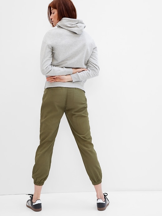 2 of 8 showing, with the color army jacket green of product Maternity TENCEL™ Full Panel Utility Joggers