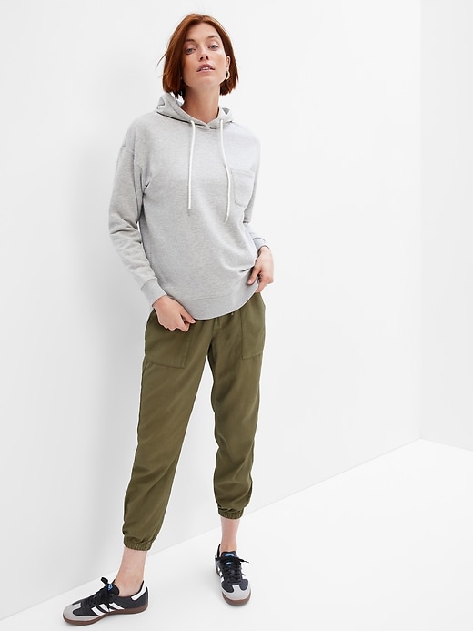 1 of 8 showing, with the color army jacket green of product Maternity TENCEL™ Full Panel Utility Joggers