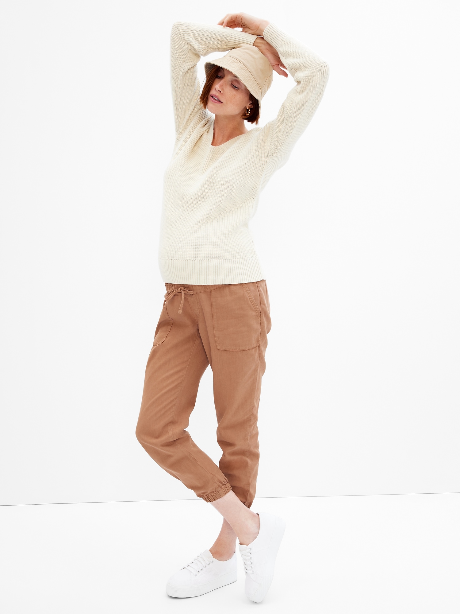 Maternity TENCEL™ Full Panel Utility Joggers Gap