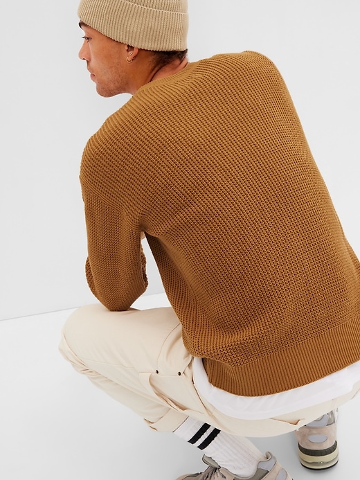 2 of 8 showing, with the color honey mustard of product Waffle Crewneck Sweater
