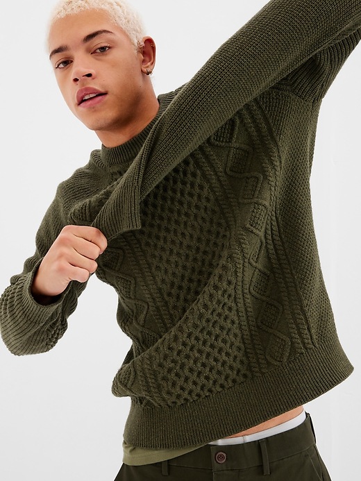 Image number 5 showing, Cable-Knit Crewneck Sweater