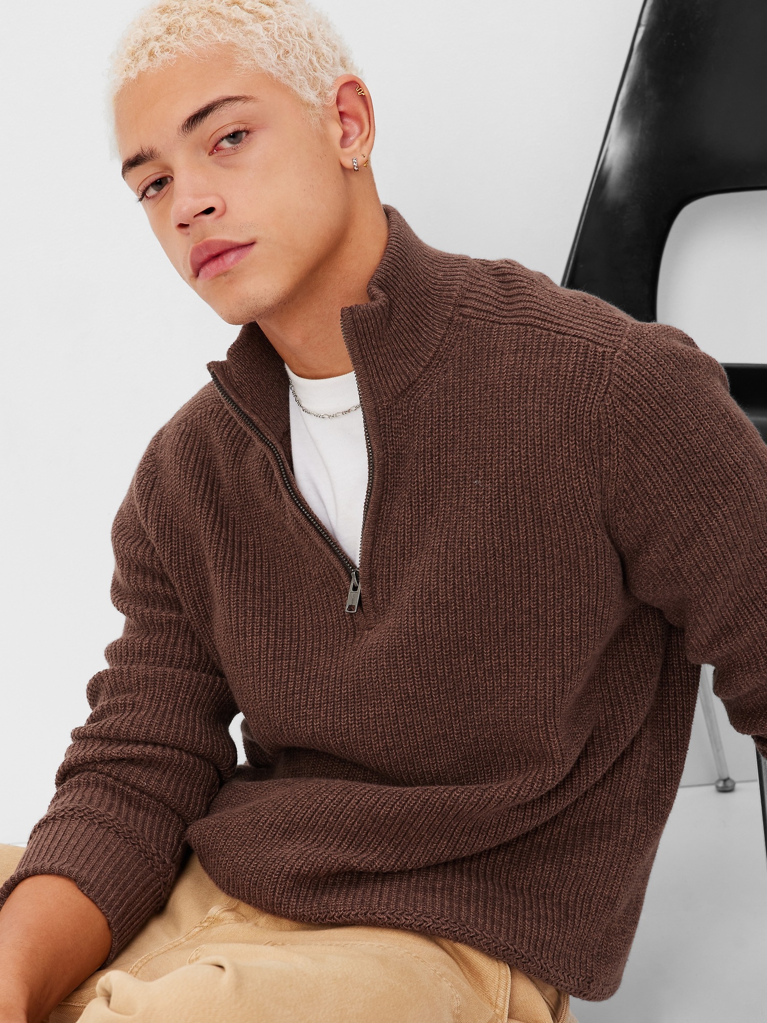 HalfZip Rib Mockneck Sweater Gap