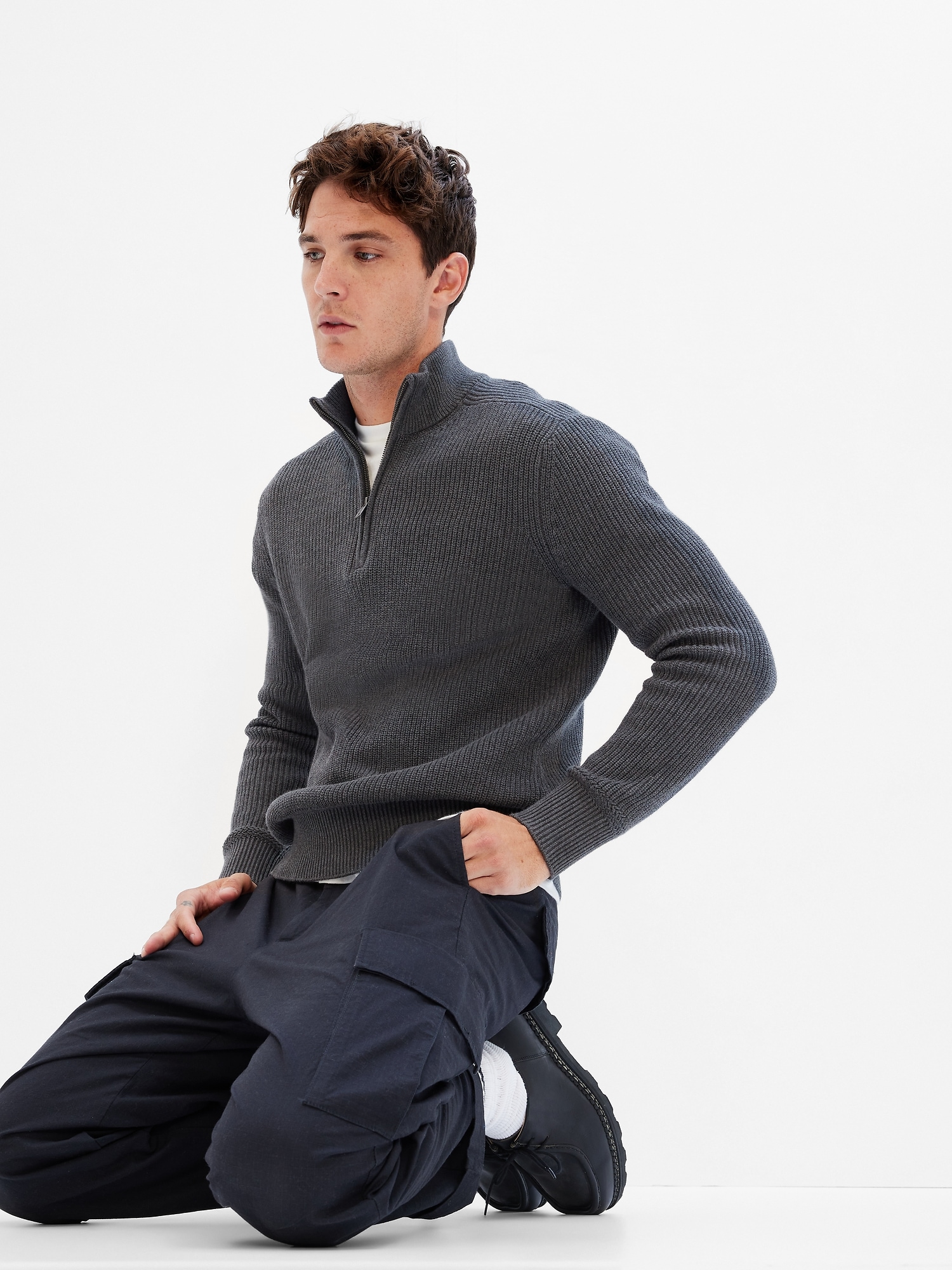 HalfZip Rib Mockneck Sweater Gap