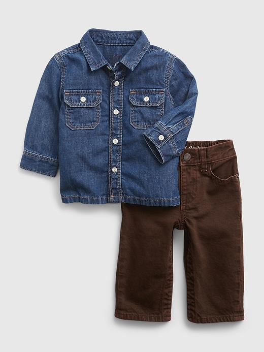 1 of 8 showing, with the color woodsy brown of product Baby 2-Piece Outfit Set