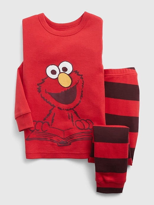 1 of 8 showing, with the color MODERN RED of product Baby & Toddler Sesame Street Organic Cotton Elmo PJ Set
