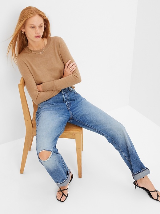 1 of 8 showing, with the color camel tan of product Merino Crewneck Sweater