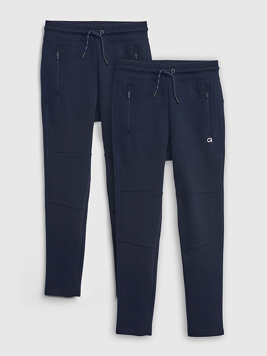 1 of 8 showing, with the color blue of product GapFit Kids Fit Tech Joggers (2-Pack)