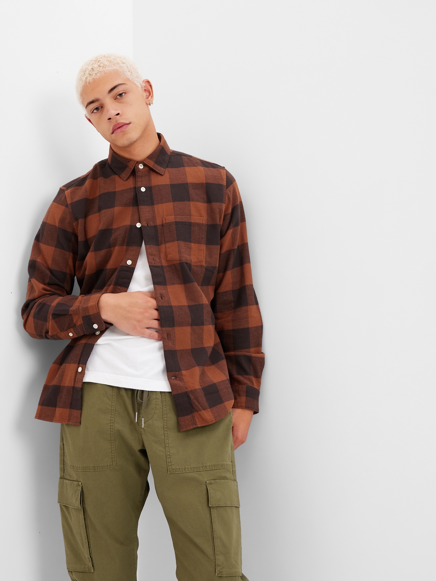 Gap 100% Organic Cotton Flannel Shirt brown. 1